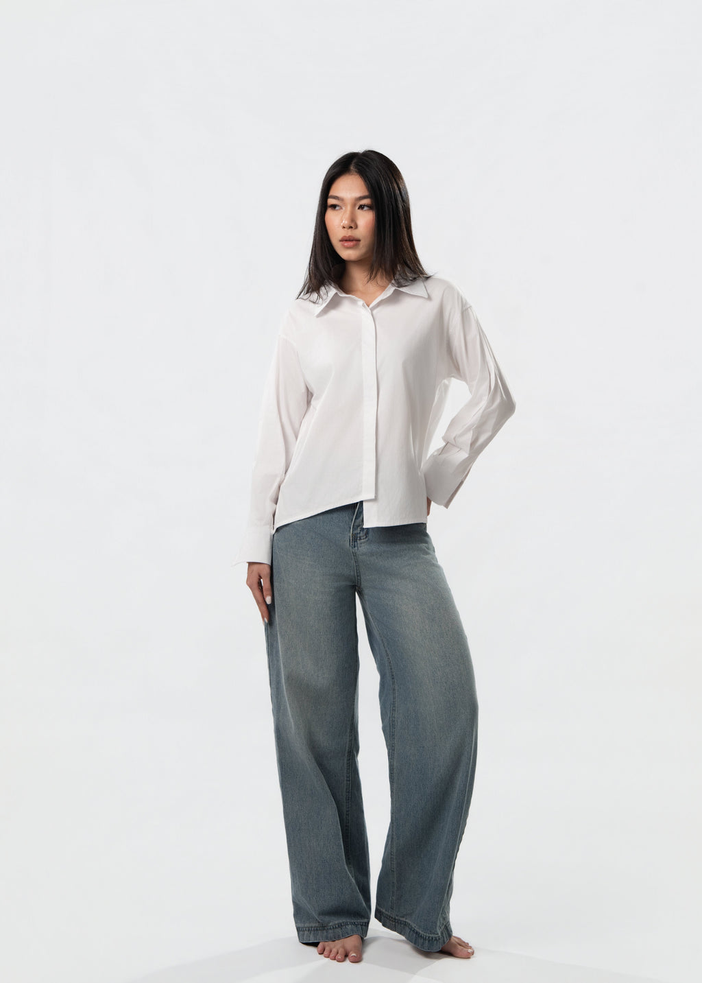 Asymmetrical Core Button Blouse