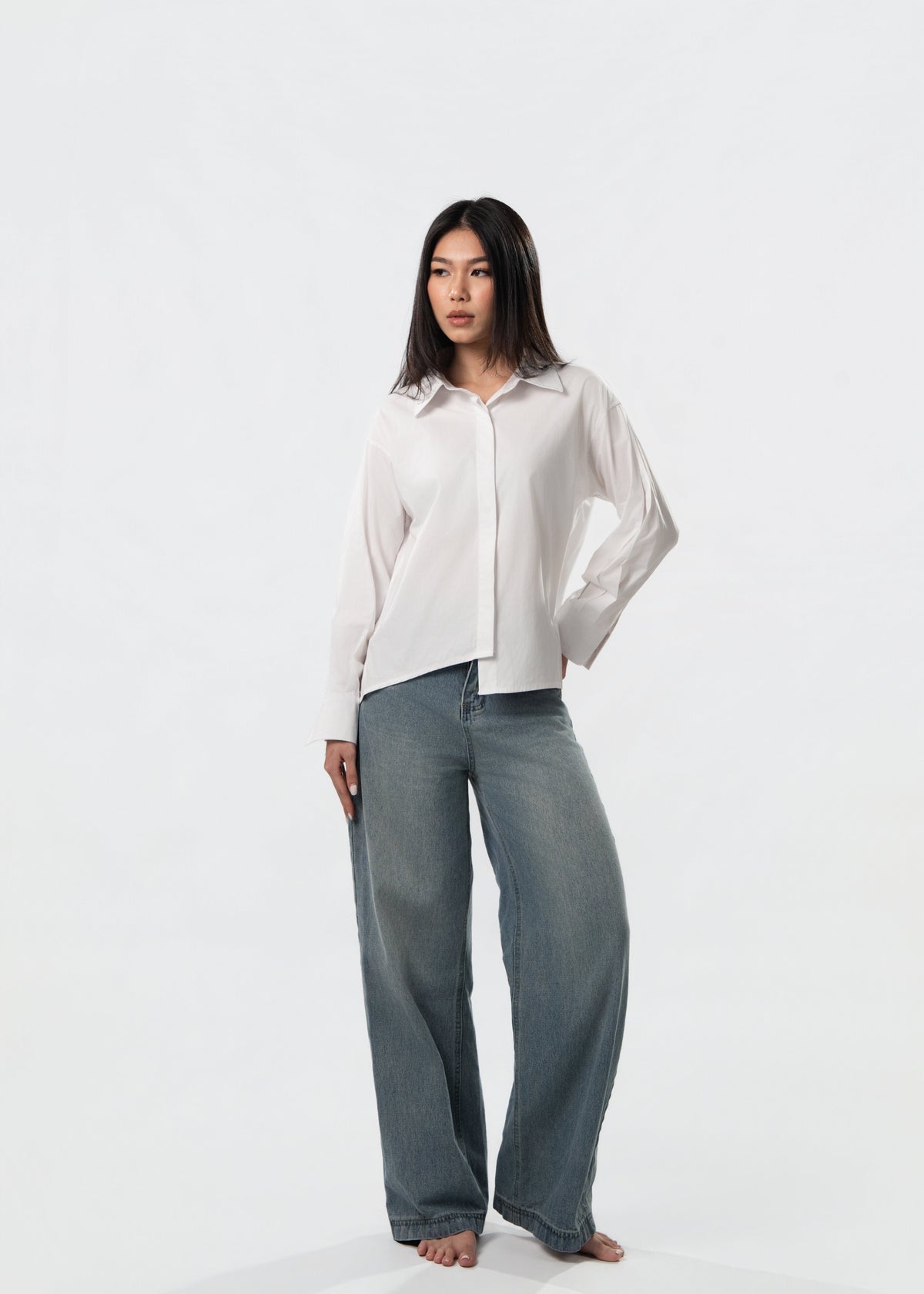 Asymmetrical Core Button Blouse