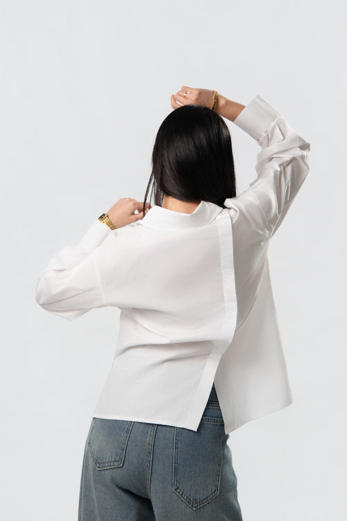 Asymmetrical Core Button Blouse