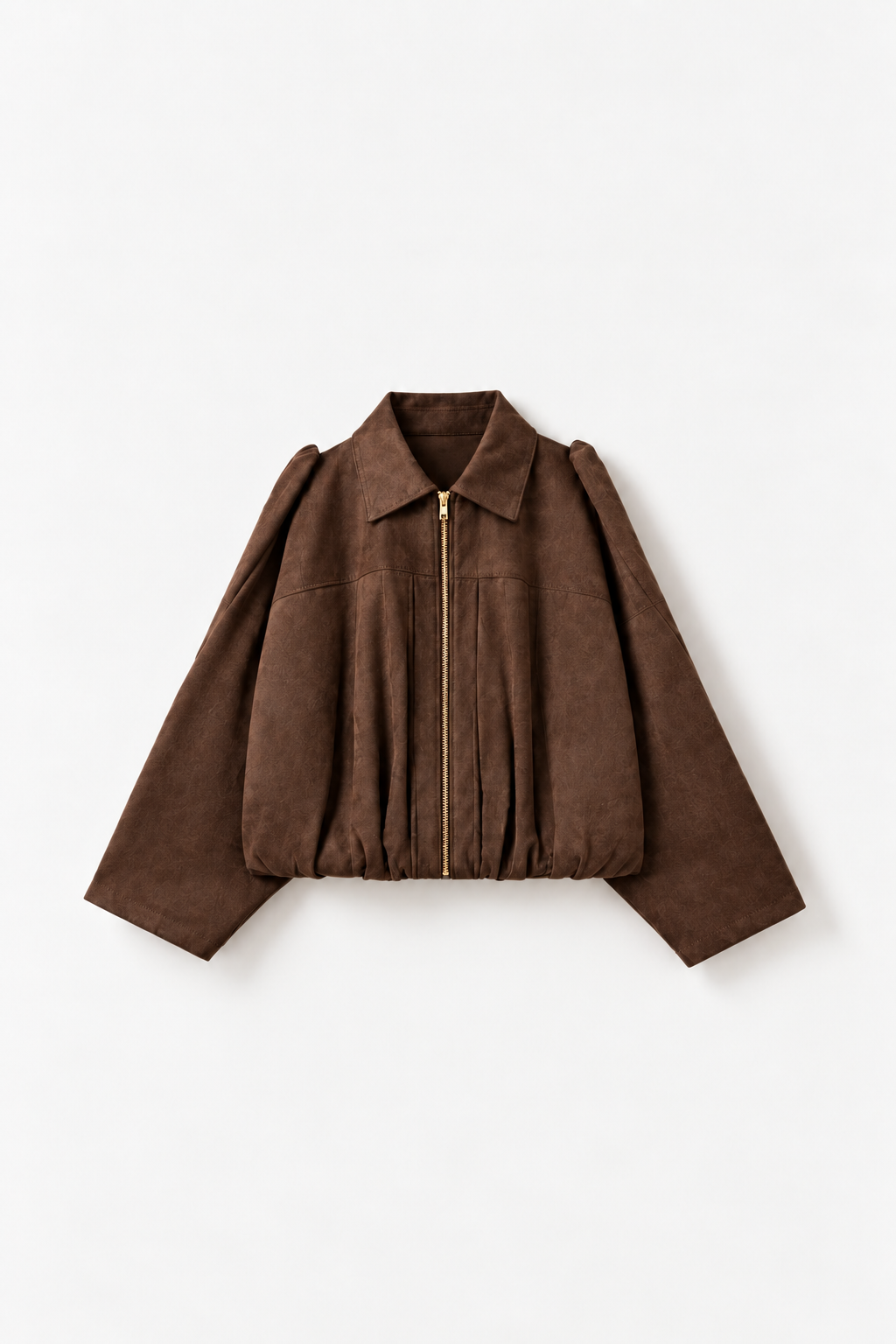 Brown Suede Oversized Cropped Jacket