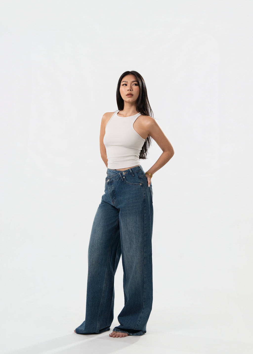Asymmetrical Denim Jeans