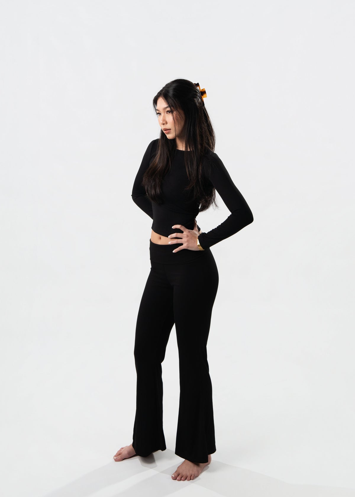 Long Sleeve Basic Cropped Top