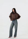 Brown Suede Oversized Cropped Jacket